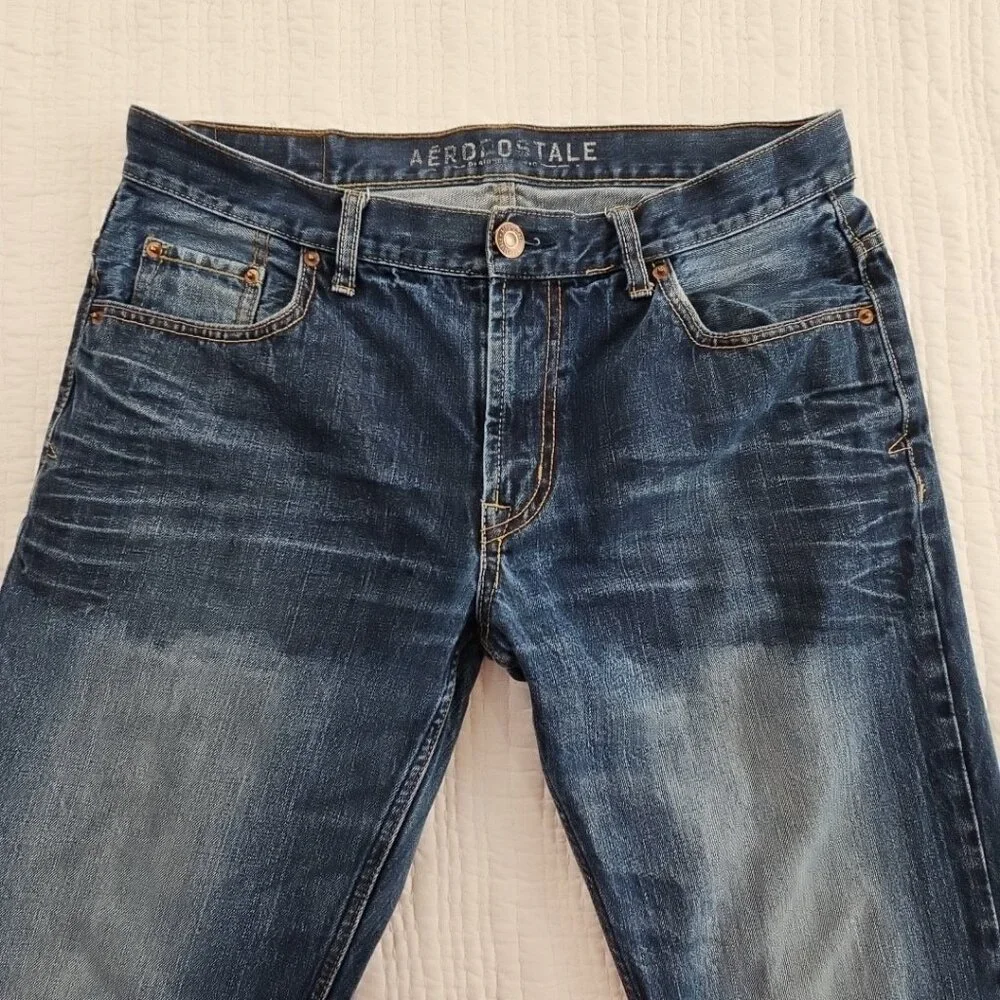 Aeropostale Jeans Men's 34x32 Med Wash Straight Leg LXPZCH24 Classic 100% Cotton